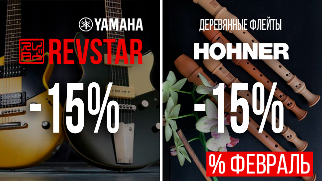 Февральские скидки: отдаём ВСЕ гитары Yamaha Revstar и деревянные блок-флейты Hohner по супер-ценам!