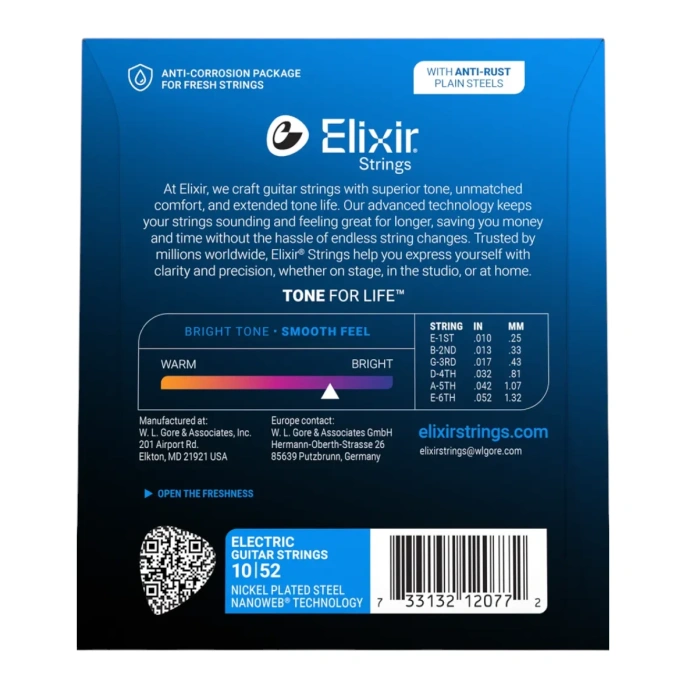 Струны для электрогитары Elixir Light-Heavy 10-52 NW