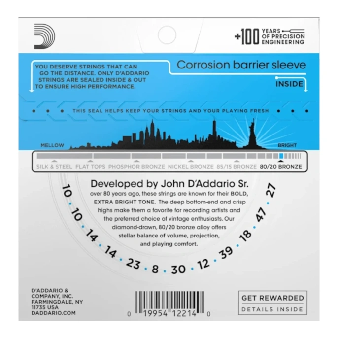 Струны для акустической гитары DAddario EJ36 10-47