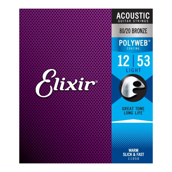 Струны для акустической гитары Elixir 11050 PolyWeb Light 12-53