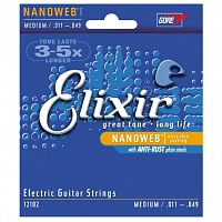 Струны для электрогитары Elixir NanoWEB Meium 11-49 12102