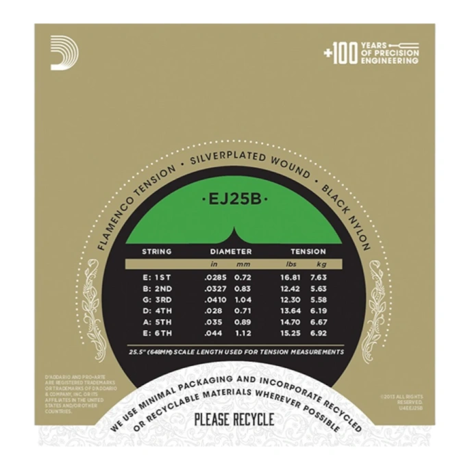 Струны для классической гитары D'Addario EJ25B