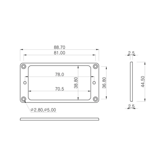 Рамка звукоснимателя для электрогитары Partsland MT10F-BLK