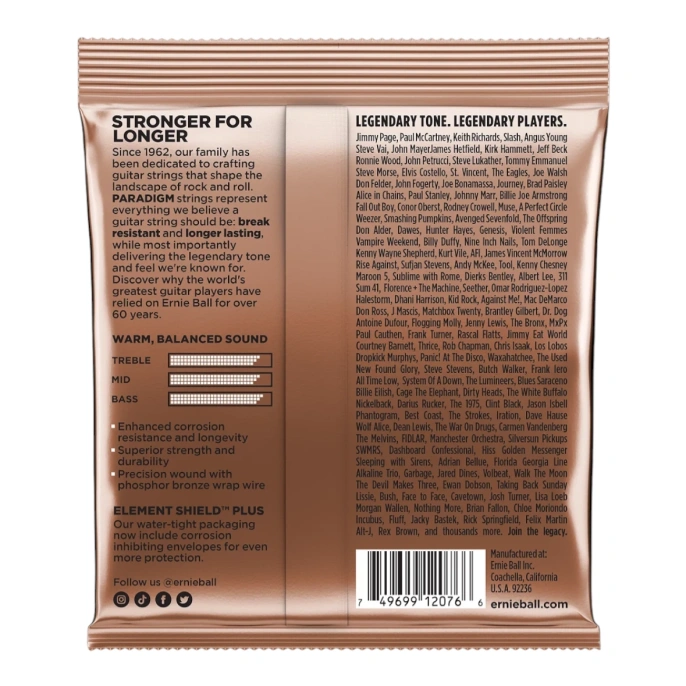 Струны для акустической гитары Ernie Ball Paradigm 2076 12-54