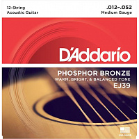 Струны для 12-струнной акустической гитары D’Addario EJ39