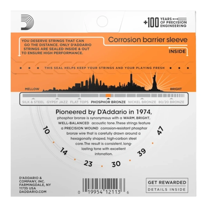 Струны для гитары  D'Addario EJ15 10-47
