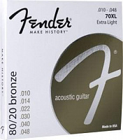 Струны для акустической гитары  Fender Strings 70XL 10-48