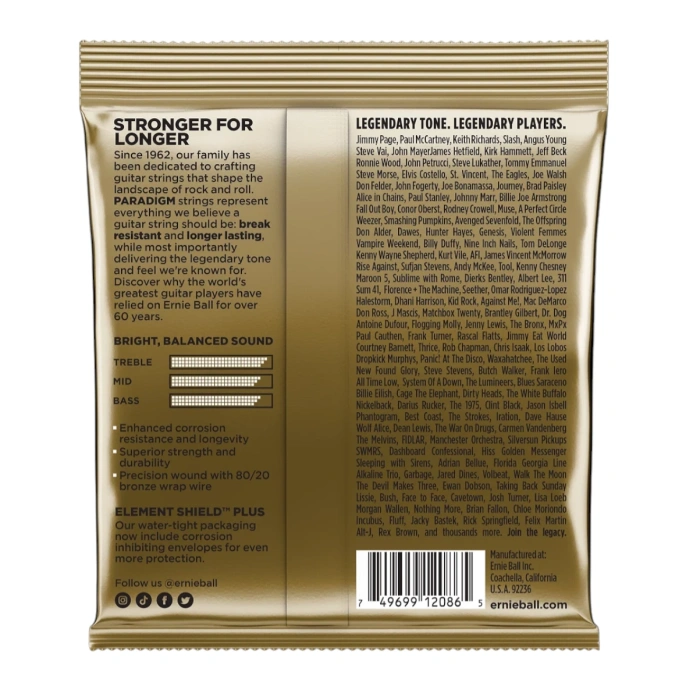 Струны для акустической гитары Ernie Ball Paradigm 2086 12-54