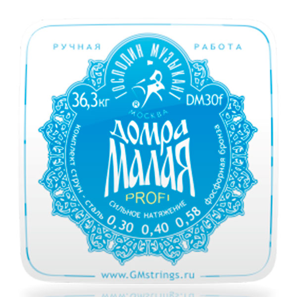 Струны для домры малой ''синие'' Господин Музыкант DM30F